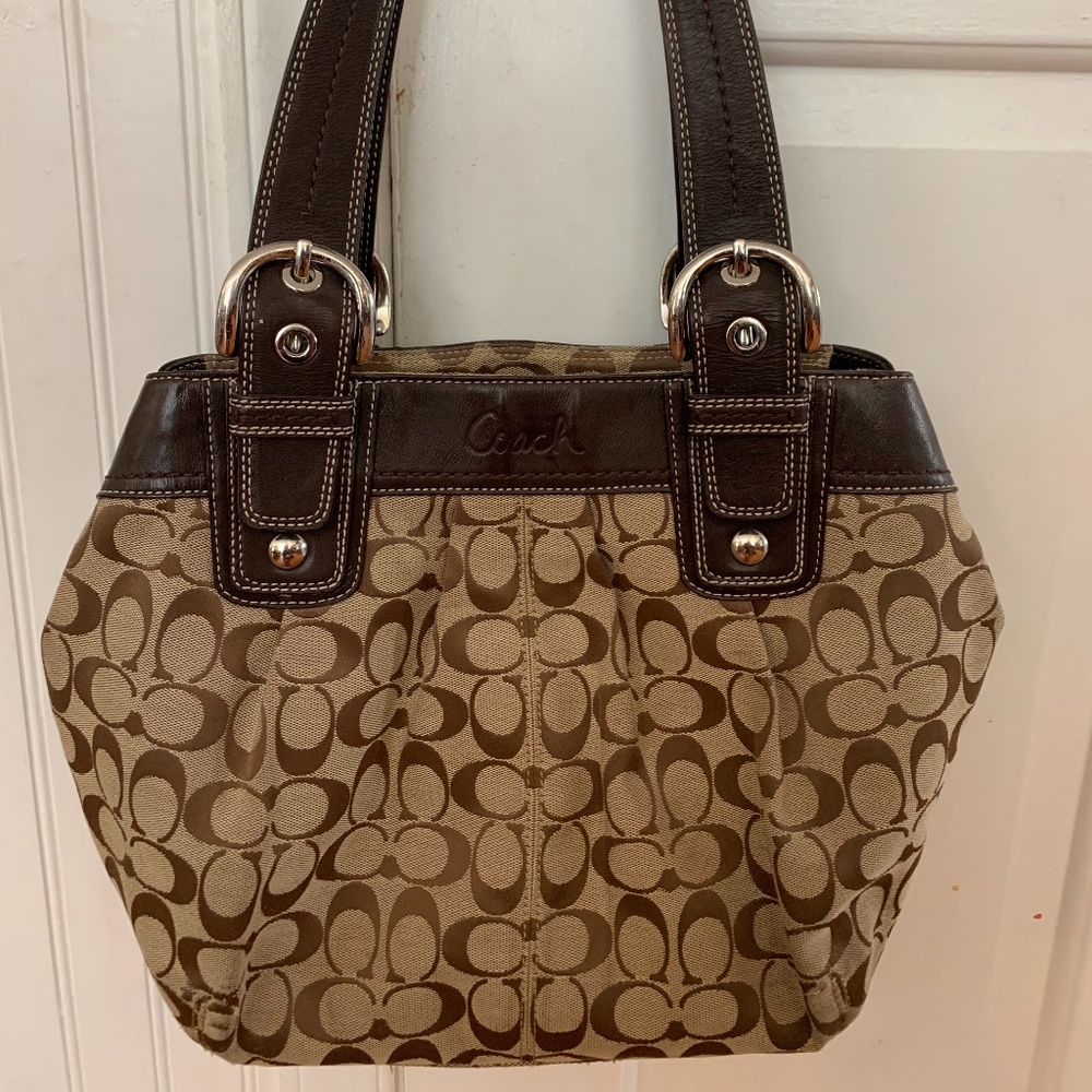 Coach brown logo handbag purse